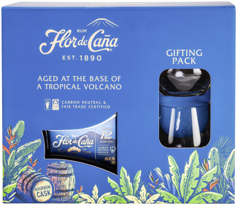 Flor de Caña 12 Year Rum 40% Gepa + 2 Gläser